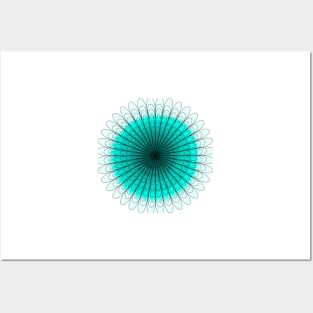 Teal Gradient Flower Posters and Art